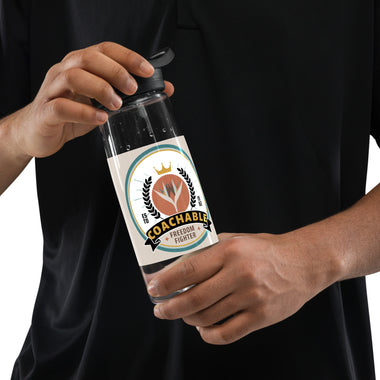 Coachable logo sports water bottle